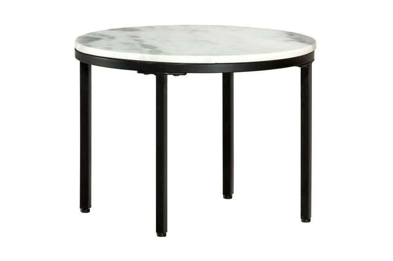 Soffbord vit och svart Ã˜50 cm massiv äkta marmor - Vit - Soffbord