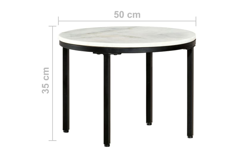 Soffbord vit och svart Ã˜50 cm massiv äkta marmor - Vit - Soffbord