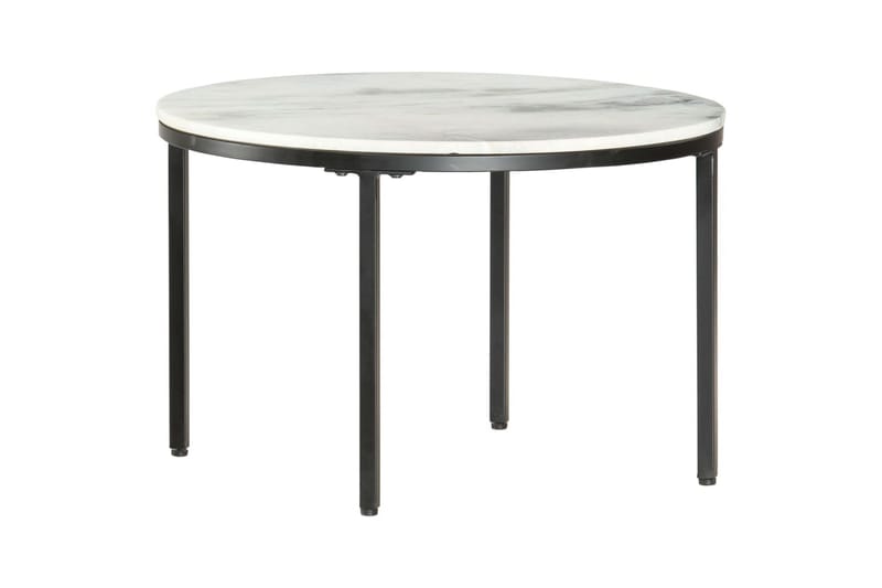Soffbord vit och svart Ã˜65 cm massiv äkta marmor - Vit - Soffbord