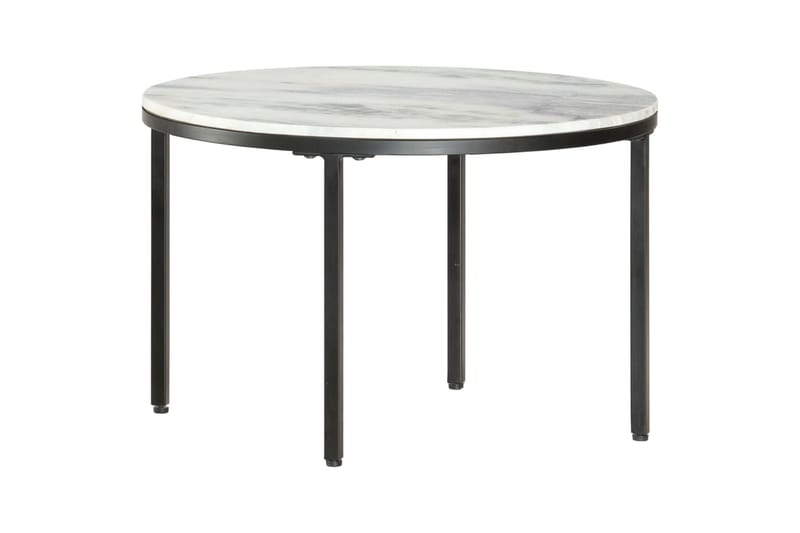 Soffbord vit och svart Ã˜65 cm massiv äkta marmor - Vit - Soffbord