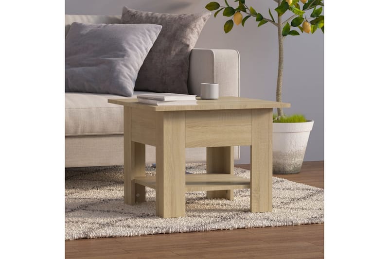 Soffbord sonoma-ek 55x55x42 cm spånskiva - Brun - Soffbord