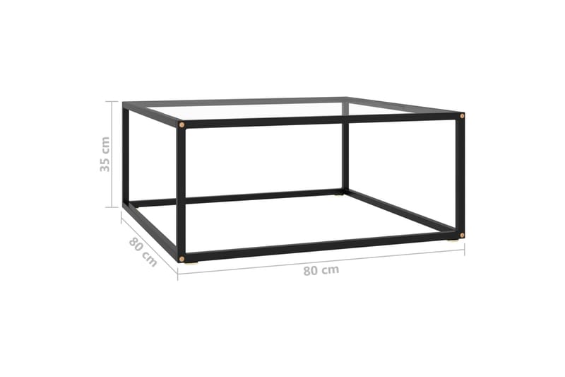 Soffbord svart med härdat glas 80x80x35 cm - Svart - Möbler - Bord & matgrupper - Soffbord