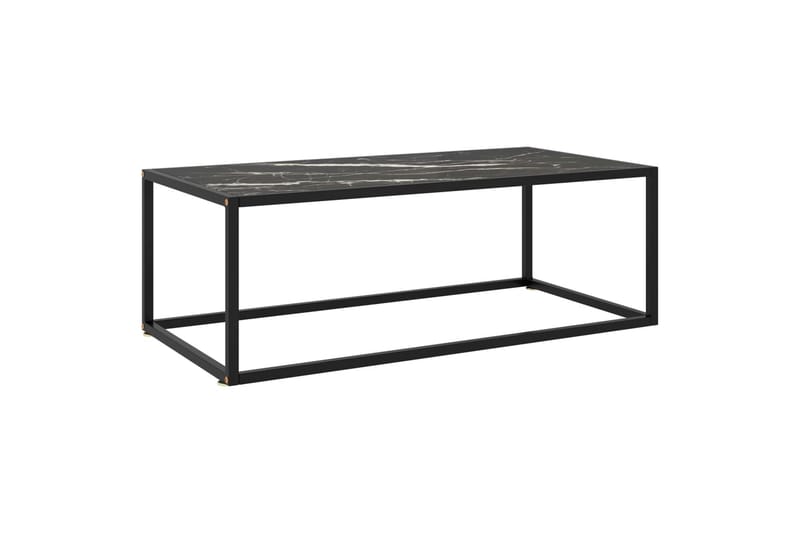 Soffbord svart med svart marmor glas 100x50x35 cm - Svart - Soffbord