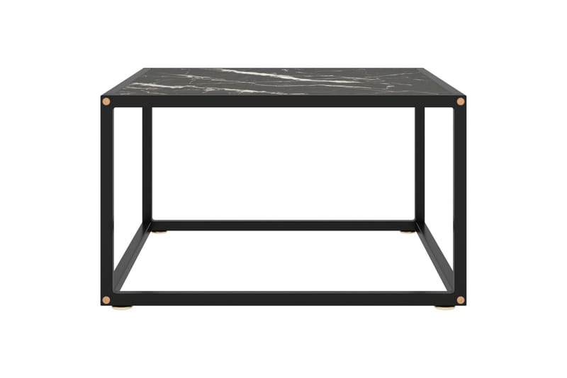 Soffbord svart med svart marmor glas 60x60x35 cm - Svart - Soffbord