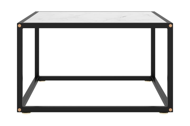 Soffbord svart med vit marmor glas 60x60x35 cm - Svart - Soffbord
