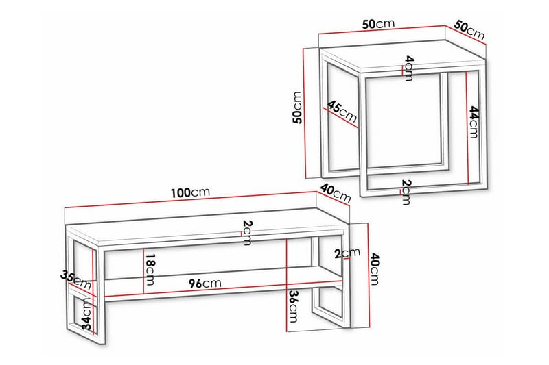 Wardner Soffbord 50 cm - Svart - Soffbord