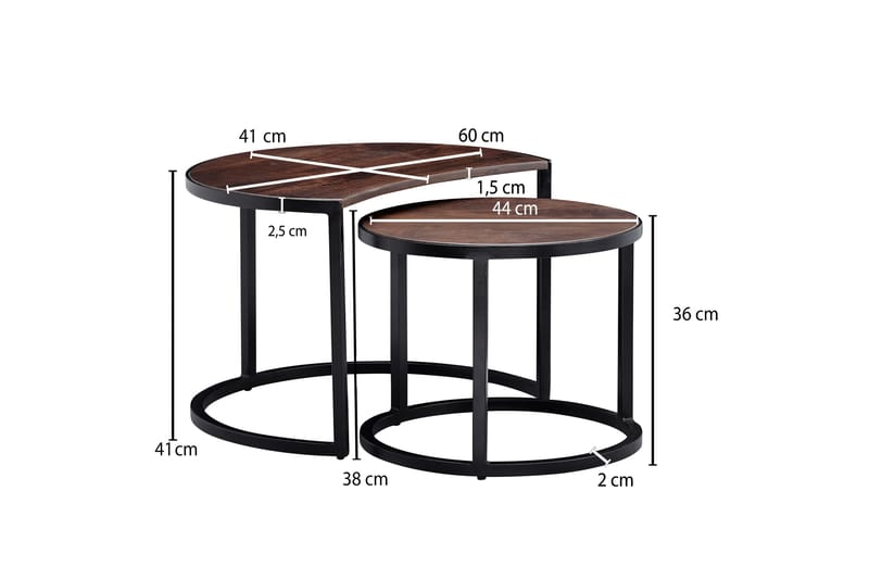 Willowdale Satsbord 60 cm Runt - Teak/Svart - Satsbord - Soffbord