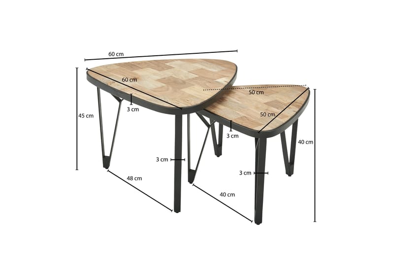 Willowdale Satsbord 60 cm Trekantig - Brun/Svart - Satsbord - Soffbord