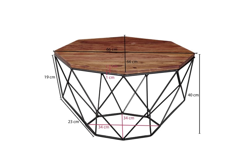 Willowdale Soffbord 66 cm Hexagon - Valnötsbrun/Svart - Möbler - Bord & matgrupper - Soffbord