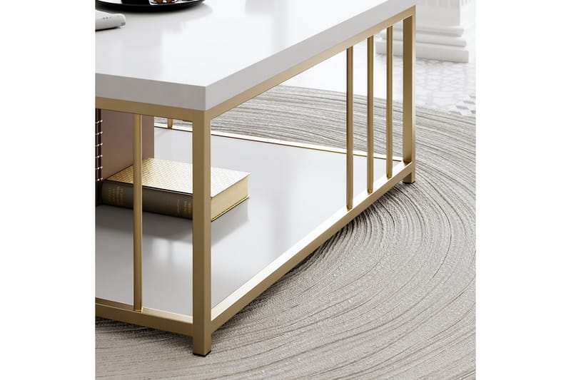 Zenn Soffbord 90x90 cm Vit/Guld - Hanah Home - Soffbord