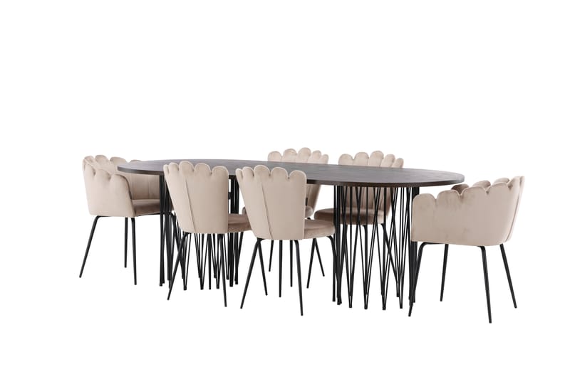 Stonaro Matgrupp  220 cm Oval med 2 Limhamn stolar - Beige - Matgrupper