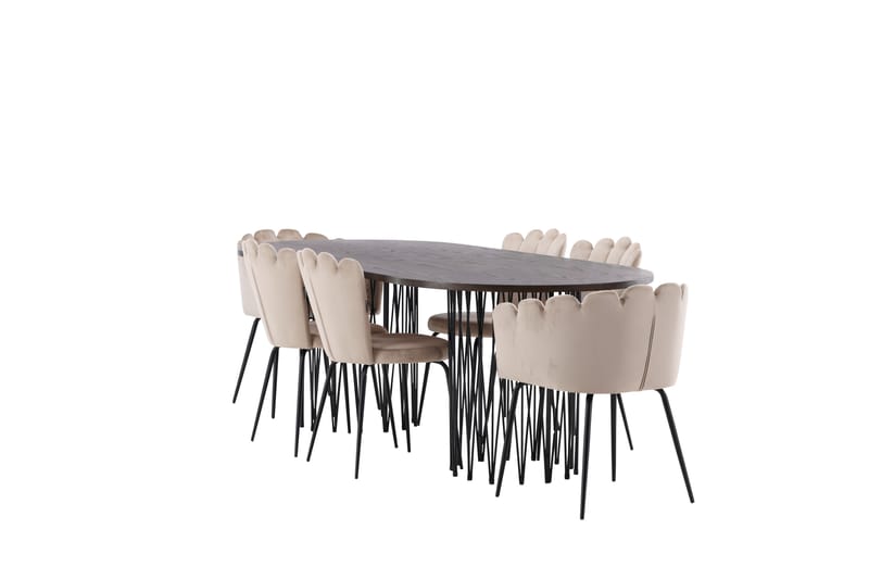 Stonaro Matgrupp  220 cm Oval med 2 Limhamn stolar - Beige - Matgrupper