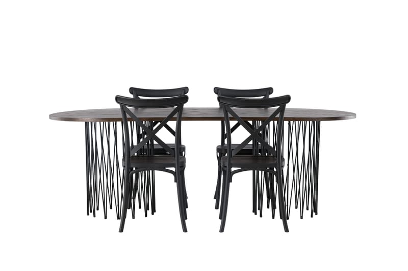 Stonaro Matgrupp  220 cm Oval med 4 Crosett stolar - Svart - Matgrupper