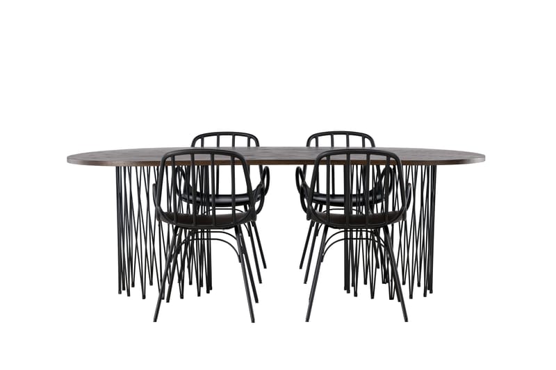 Stonaro Matgrupp  220 cm Oval med 4 Dyrön stolar - Svart - Matgrupper