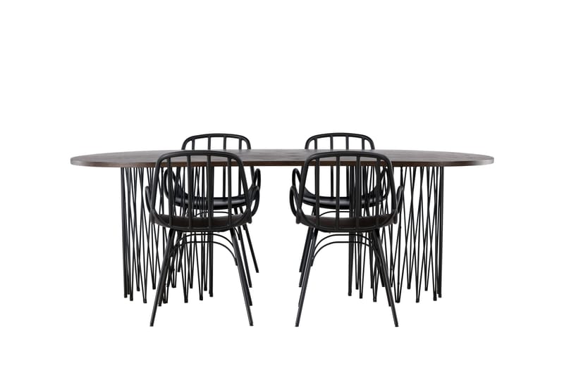 Stonaro Matgrupp  220 cm Oval med 4 Dyrön stolar - Svart - Matgrupper