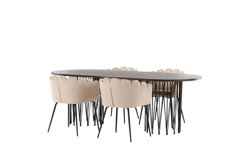 Stonaro Matgrupp  220 cm Oval med 4 Limhamn stolar - Beige - Matgrupper