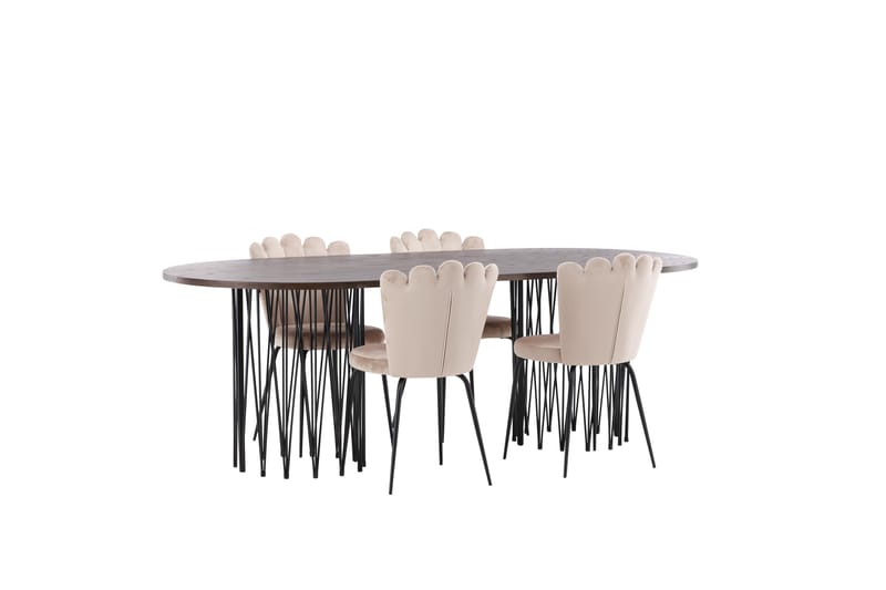 Stonaro Matgrupp  220 cm Oval med 4 Limhamn stolar - Beige - Matgrupper