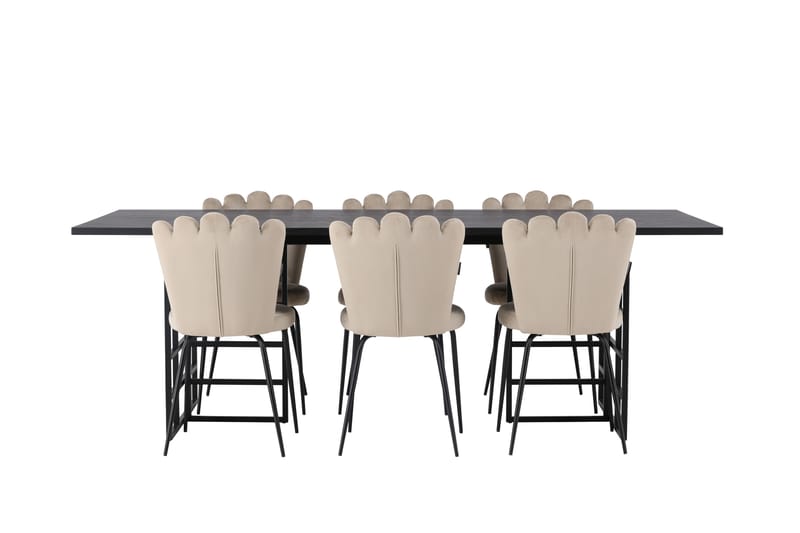 Ystad Matgrupp  220 cm Rektangulär med 6 Limhamn stolar - Beige - Matgrupper