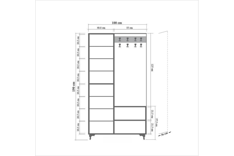 Brokind Klädförvaring 100 cm - Brun - Möbler - Hallmöbler - Möbelset för hall & entre