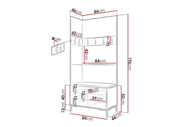 Dunvegan Hallmöbelset 84x46 cm - Brun - Möbelset för hall & entre - Hallförvaring