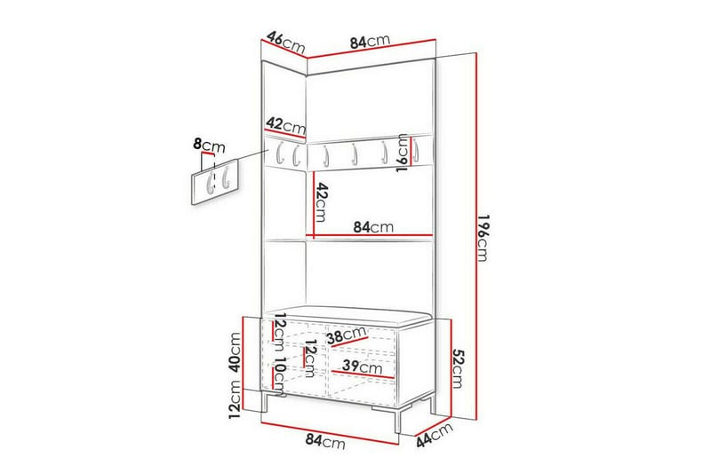 Dunvegan Hallmöbelset 84x46 cm - Svart - Möbler - Hallmöbler - Möbelset för hall & entre