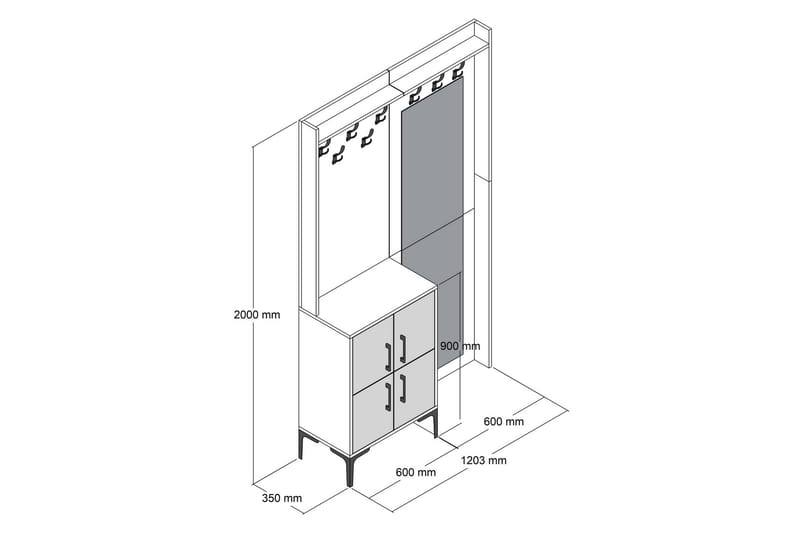 Retzow Hallmöbelset 120 cm - Mörkbrun - Möbler - Hallmöbler - Möbelset för hall & entre