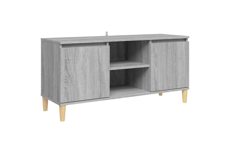 beBasic TV-bänk med massiva träben grå sonoma 103,5x35x50 cm - Grey - Möbler - Tv möbel & mediamöbel - TV bänk & mediabänk