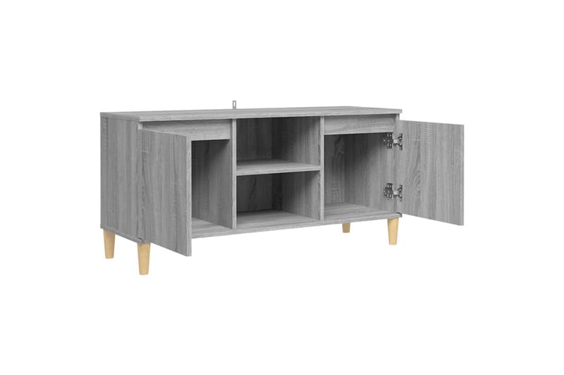 beBasic TV-bänk med massiva träben grå sonoma 103,5x35x50 cm - Grey - TV bänk & mediabänk