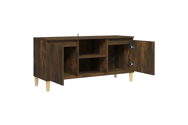 beBasic TV-bänk med massiva träben rökfärgad ek 103,5x35x50 cm - Brown - TV bänk & mediabänk