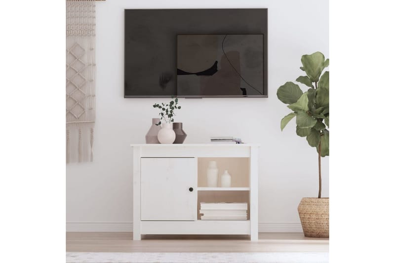 beBasic Tv-bänk vit 70x36,5x52 cm massiv furu - White - TV bänk & mediabänk