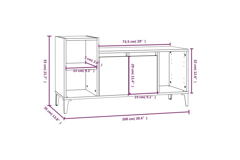 beBasic TV-skåp svart 100x35x55 cm konstruerat trä - Black - TV skåp