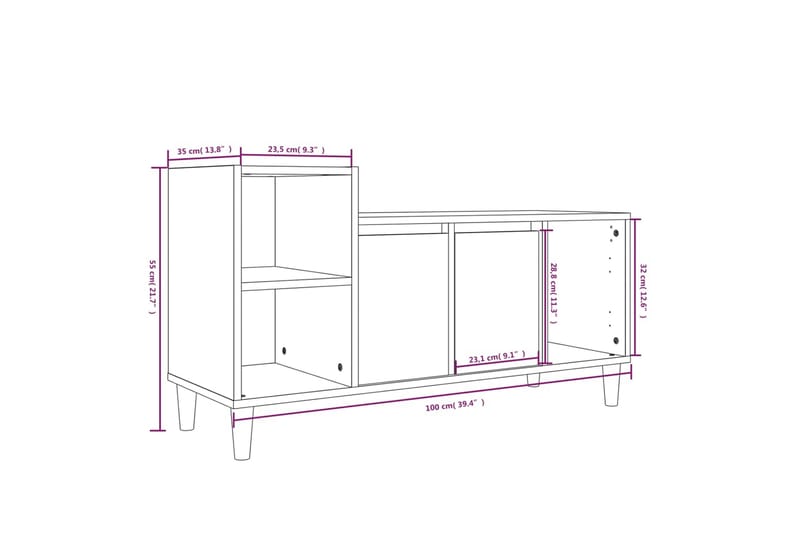 beBasic TV-skåp svart 100x35x55 cm konstruerat trä - Black - TV skåp