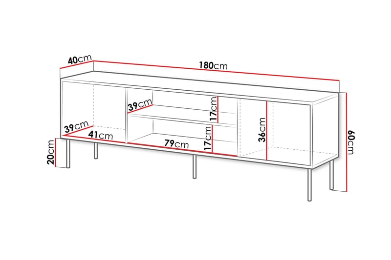 Belonger Tv-bänk 180 cm - Svart - Möbler - Tv möbel & mediamöbel - TV bänk & mediabänk