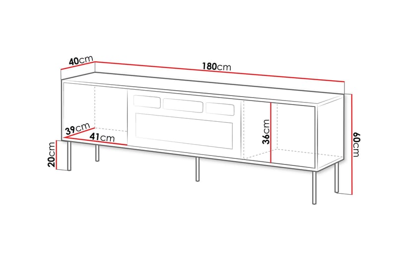 Belonger Tv-bänk 180 cm - Svart - Möbler - Tv möbel & mediamöbel - TV bänk & mediabänk