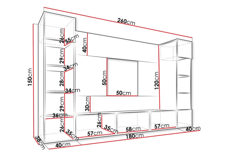 Bernice Tv-skåp 38x150 cm - Svart - Möbler - Tv möbel & mediamöbel - TV skåp