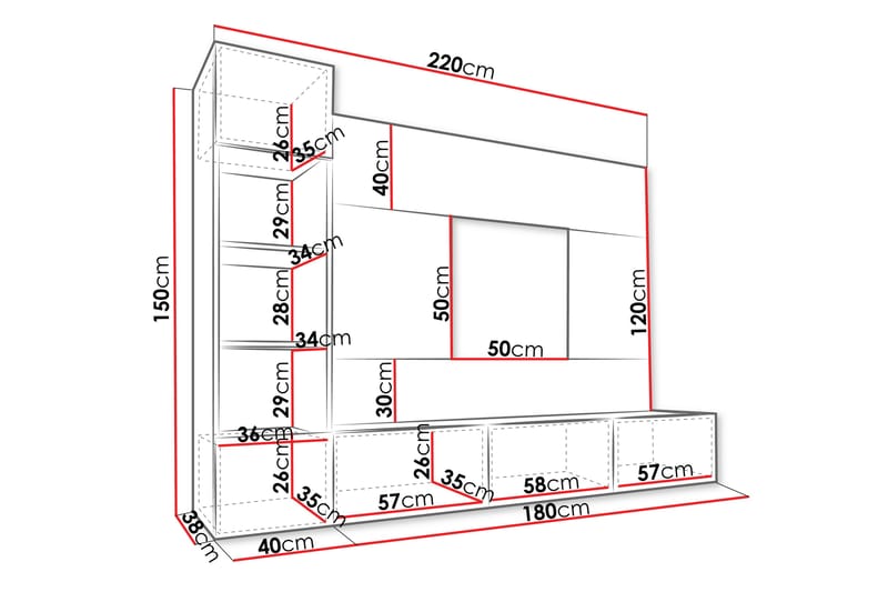 Bernice Tv-skåp 38x150 cm - Svart - Möbler - Tv möbel & mediamöbel - TV skåp