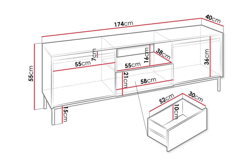 Bjurholm Tv-bänk 174 cm - Svart - Möbler - Tv möbel & mediamöbel - TV bänk & mediabänk