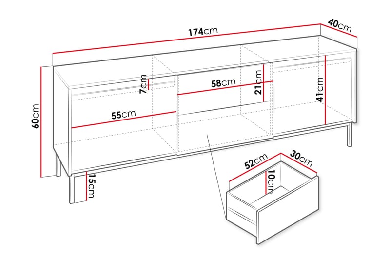 Bjurholm Tv-bänk 174 cm - Vit - Möbler - Tv möbel & mediamöbel - TV bänk & mediabänk