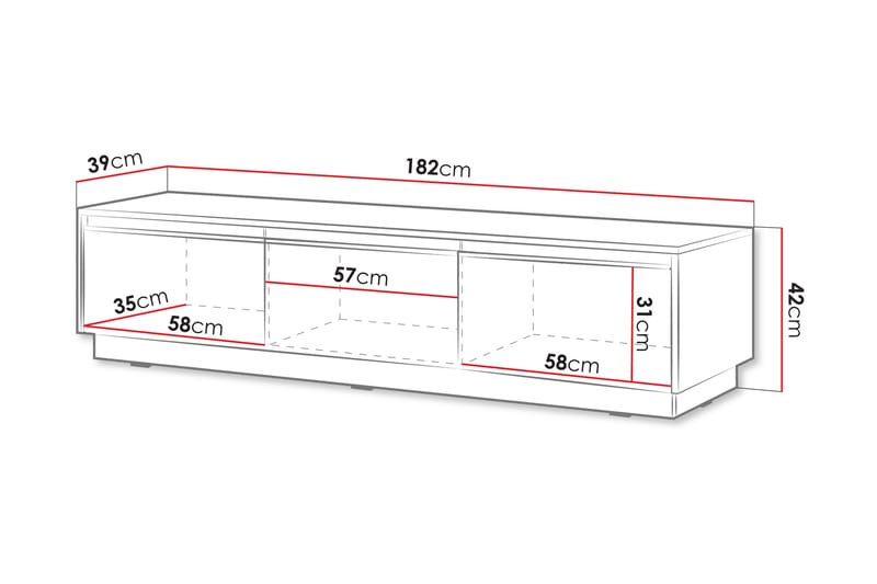 Bolstan Tv-bänk 182 cm - Svart - Möbler - Tv möbel & mediamöbel - TV bänk & mediabänk