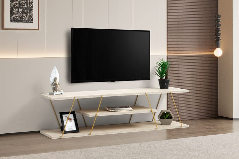 Canaz Tv-bänk 120 cm - Guld/Marmor - Möbler - Tv möbel & mediamöbel - TV bänk & mediabänk