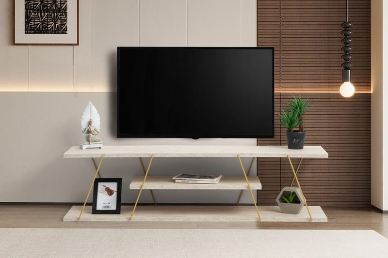 Canaz Tv-bänk 120 cm - Guld/Marmor - Möbler - Tv möbel & mediamöbel - TV bänk & mediabänk