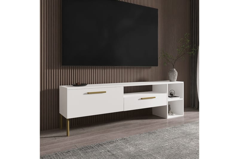 Chaclla Tv-bänk 150 cm - Vit/Guld - Möbler - Tv möbel & mediamöbel - TV bänk & mediabänk