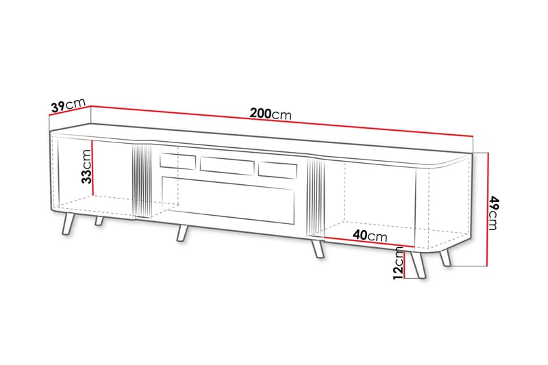 Clement Tv-bänk 200 cm - Svart - Möbler - Tv möbel & mediamöbel - TV bänk & mediabänk