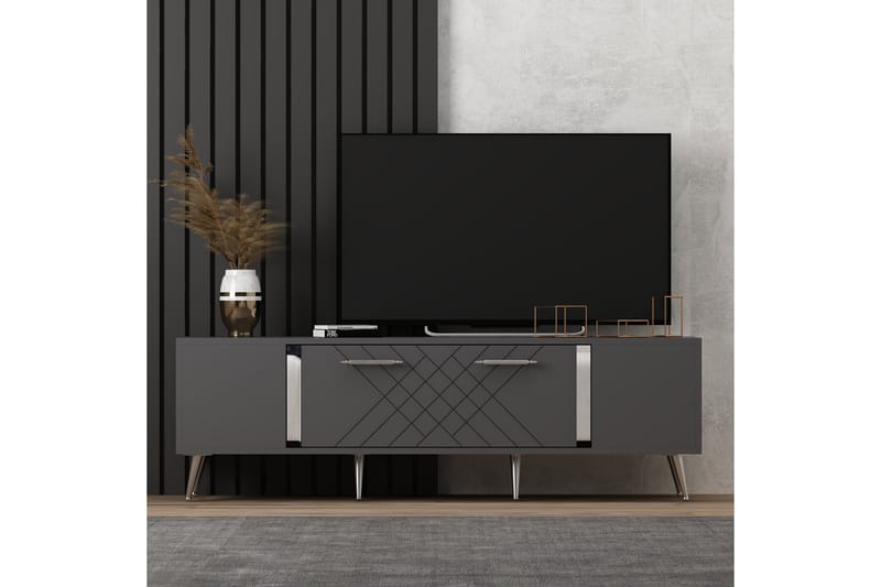 Detas Tv-bänk 150 cm - Antracit/Silver - Möbler - Tv möbel & mediamöbel - TV bänk & mediabänk