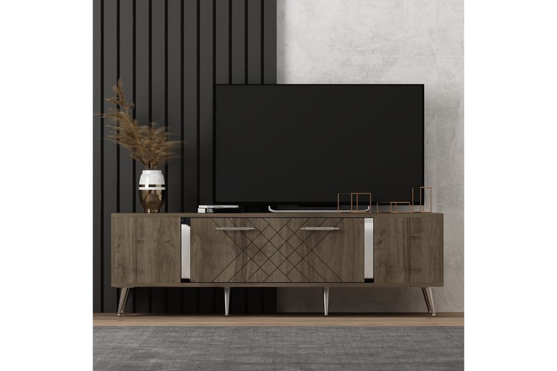 Detas Tv-bänk 150 cm - Valnöt/Silver - Möbler - Tv möbel & mediamöbel - TV bänk & mediabänk