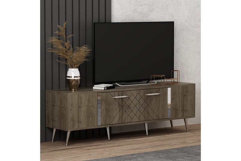 Detas Tv-bänk 150 cm - Valnöt/Silver - Möbler - Tv möbel & mediamöbel - TV bänk & mediabänk