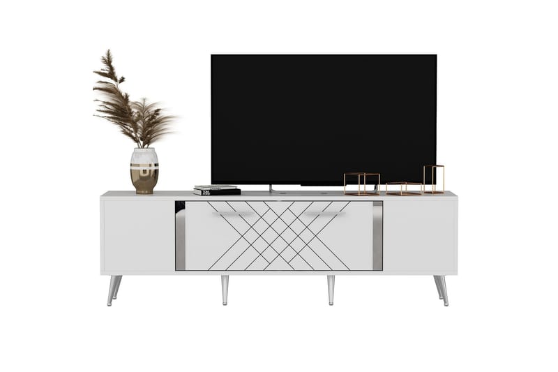 Detas Tv-bänk 150 cm - Vit/Silver - Möbler - Tv möbel & mediamöbel - TV bänk & mediabänk