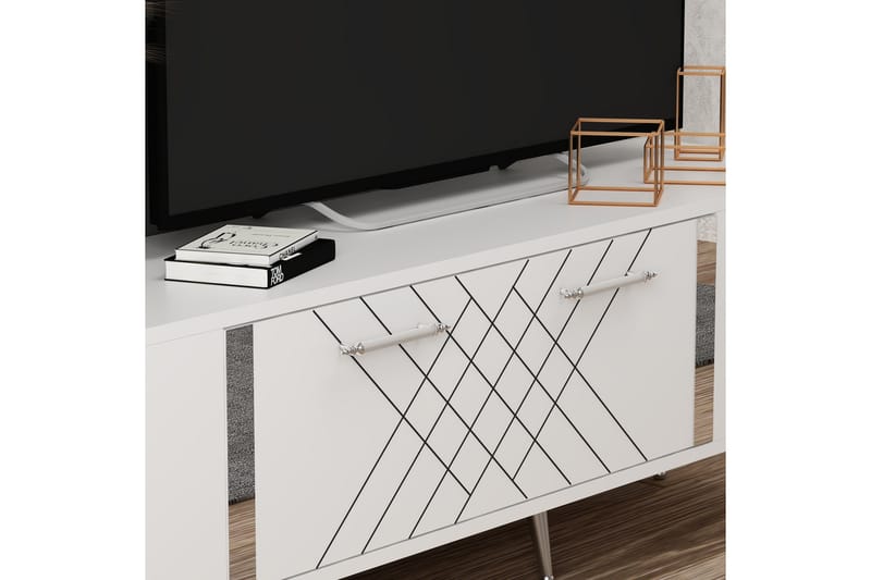 Detas Tv-bänk 150 cm - Vit/Silver - Möbler - Tv möbel & mediamöbel - TV bänk & mediabänk