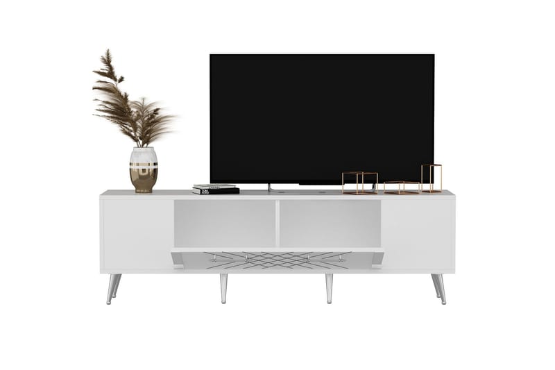 Detas Tv-bänk 150 cm - Vit/Silver - Möbler - Tv möbel & mediamöbel - TV bänk & mediabänk