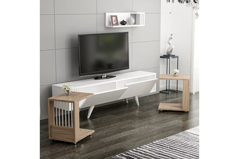 Dilsah Tv-bänk 30 cm - Valnöt/Vit - Möbler - Tv möbel & mediamöbel - TV bänk & mediabänk